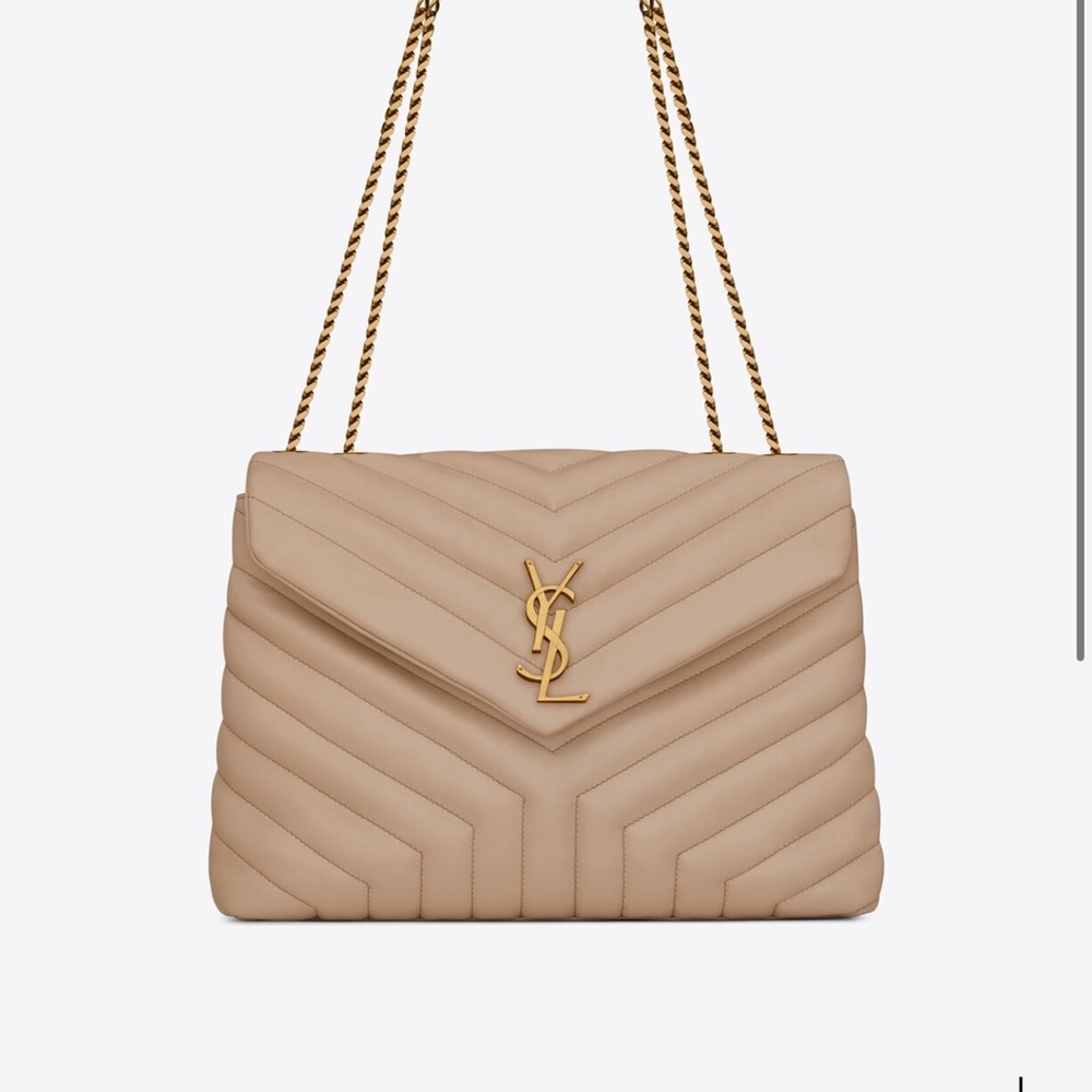 YSL LouLou Mesoum shoulder bag in dark beige. - Picture 5 of 5